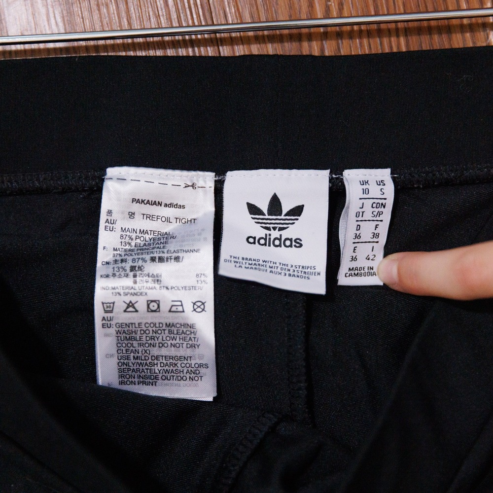 Adidas Originals Trefoil Tights Black Leggings Womens Small - Picture 4 of 7